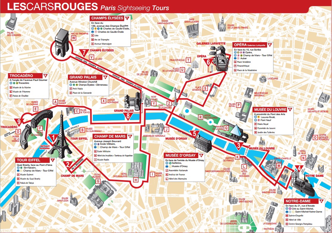 paris tourist map, paris sightseeing france map