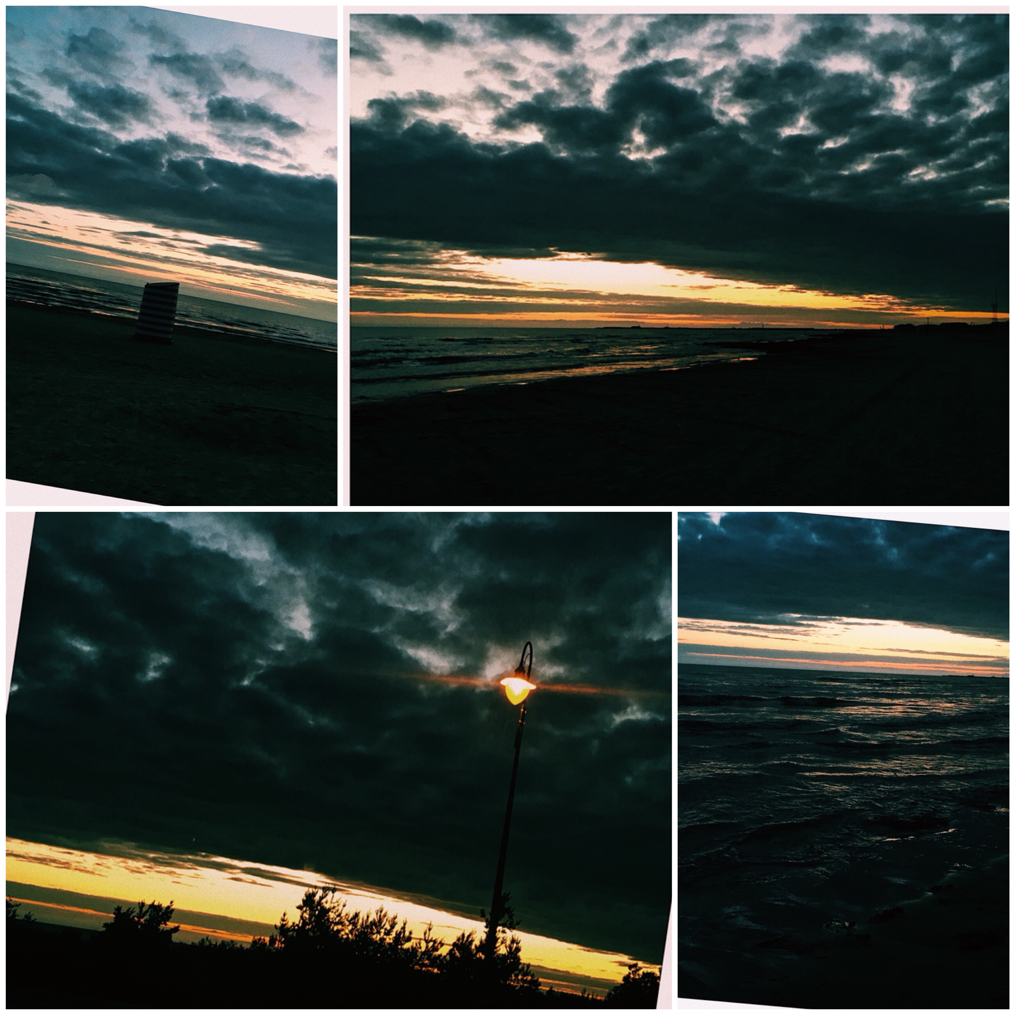 colliage of photos at sunset in liepaja latvia beatch, liepojos papludimys latvijoje, liepaja pludmale